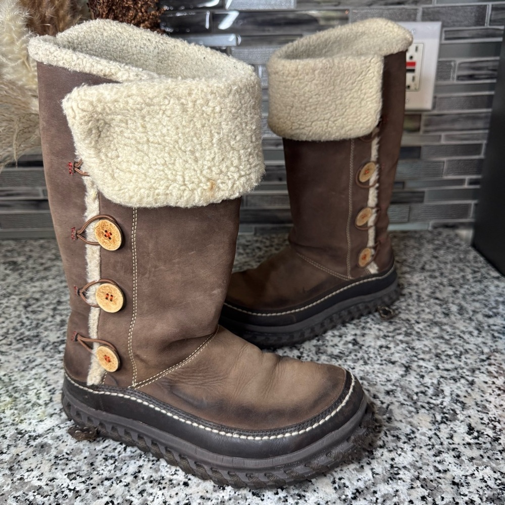 Nike Women Valenka Brown Suede Leather Puddle Proof Shearling-Lined Winter Boots